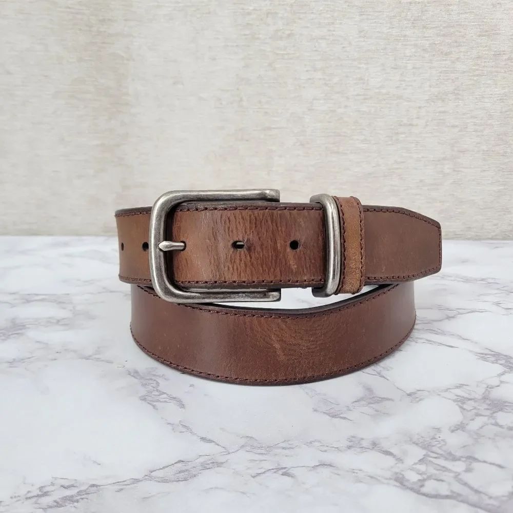 Alesbury Classic Brown Leather Men's Belt  Casual Leather Belt